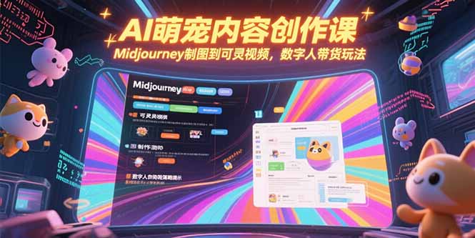 AI萌宠内容创作课，Midjourney制图到可灵视频，数字人带货玩法-hcnxn