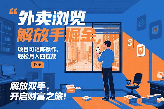 外卖浏览掘金项目 可矩阵操作 轻松日入500+-hcnxn