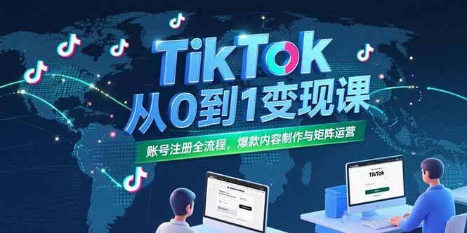TikTok从0到1变现课，账号注册全流程，爆款内容制作与矩阵运营-hcnxn