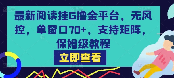 最新阅读挂G撸金平台，无风控，单窗口70+，支持矩阵，保姆级教程【揭秘】-hcnxn