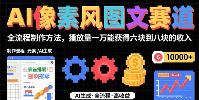 AI像素风图文赛道：全流程制作方法，播放量一万能获得6块到8块的收入-hcnxn