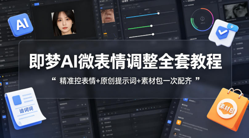 即梦AI微表情调整全套教程，精准控表情+原创提示词+素材包一次配齐-hcnxn