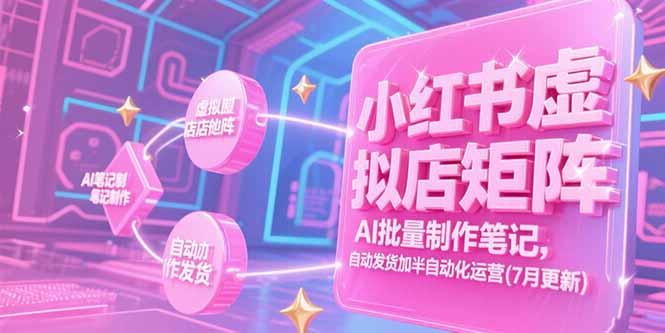 小红书虚拟店矩阵，AI批量制作笔记，自动发货加半自动化运营(7月更新-hcnxn
