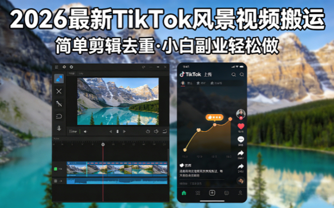 2026最新TikTok风景视频搬运简单剪辑去重小白副业月入 8000-hcnxn