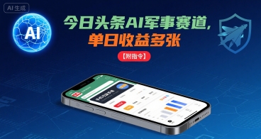 今日头条AI军事赛道，单日收益多张 ，手机可做【附指令】-hcnxn