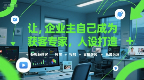 让企业主自己成为获客专家，人设打造+短视频获客+投放+直播获客+私域运营-hcnxn