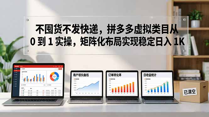 不囤货不发快递，拼多多虚拟类目从 0 到 1 实操，矩阵化布局实现稳定日入 1K-hcnxn