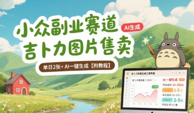 小众副业赛道 吉卜力图片售卖 单日2张+ AI一键生成【附教程】-hcnxn