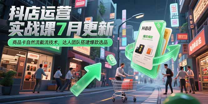 抖店运营实战课7月更新，商品卡自然流截流技术，达人团队搭建爆款选品-hcnxn