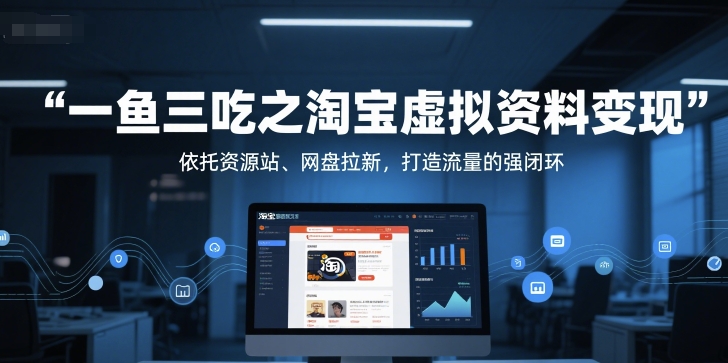 一鱼三吃之淘宝虚拟资料变现，依托资源站、网盘拉新，打造流量的强闭环-hcnxn