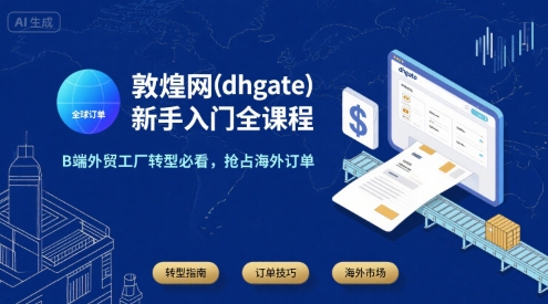 敦煌网(dhgate)新手入门全课程，B端外贸工厂转型必看，抢占海外订单-hcnxn