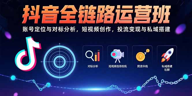 抖音全链路运营班：账号定位与对标分析，短视频创作，投流变现与私域搭建-hcnxn