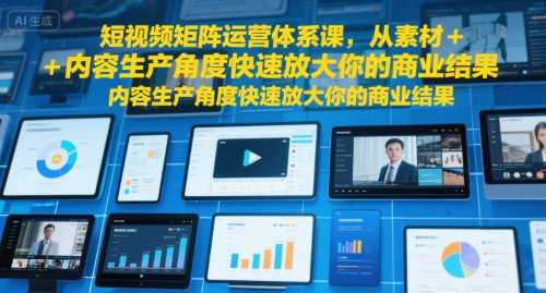短视频矩阵运营体系课，从素材+内容生产角度快速放大你的商业结果-hcnxn