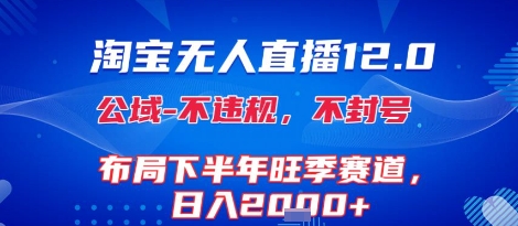 淘宝无人直播12.0，不封号，不违规，布局下半年旺季赛道，日入1k+(独家技术)【揭秘】-hcnxn