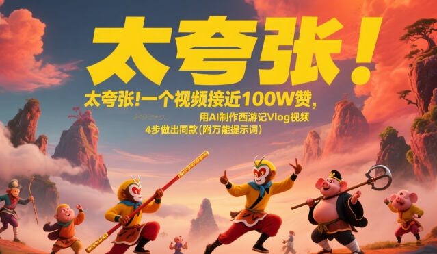 太夸张！一个视频接近100W赞，用AI制作西游记Vlog视频，全流程拆解来了(附万能提示词)-hcnxn