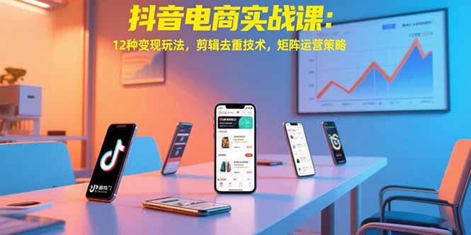 抖音电商实战课：12种变现玩法，剪辑去重技术，矩阵运营策略-hcnxn