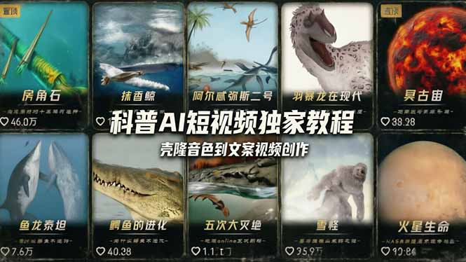 科普造物主AI短视频独家教程：从软件安装、壳隆音色到文案视频创作，零基础快速做爆款-hcnxn