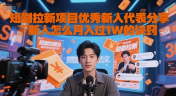 短剧拉新项目优秀新人代表分享新人怎么月入过1W的诀窍-hcnxn