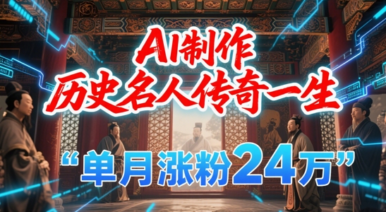 暴力起号！用AI制作历史名人传奇一生，单月涨粉24W，涨粉+变现赛道黑马来了-hcnxn