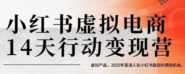 小红书虚拟电商14天变现训练营，虚拟产品，2025年普通人在小红书最后的搞钱机会-hcnxn