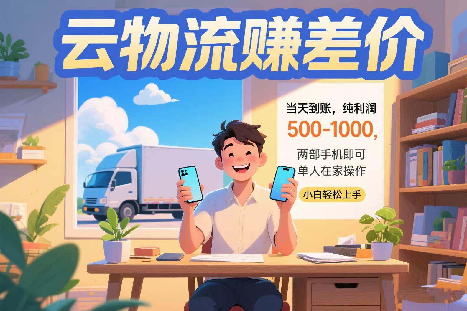云物流赚差价 当天到账纯利润500-1000 两部手机即可 可单人在家操作 小...-hcnxn
