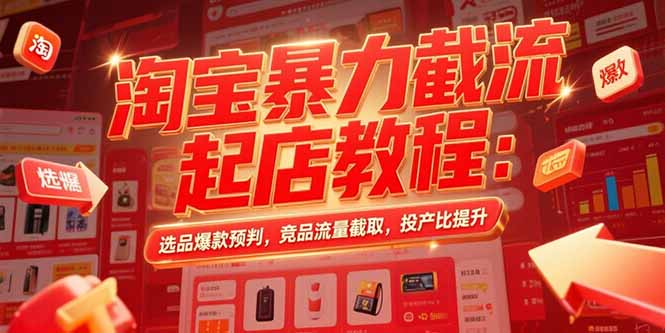 淘宝暴力截流起店教程：选品爆款预判，竞品流量截取，投产比提升-hcnxn