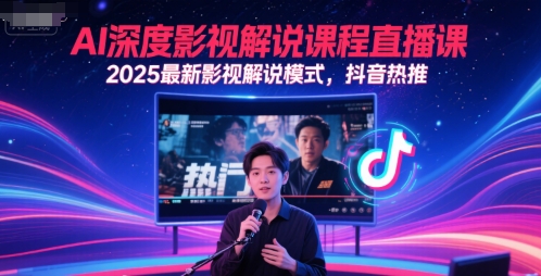 AI深度影视解说课程直播课，2025最新影视解说模式，抖音热推-hcnxn