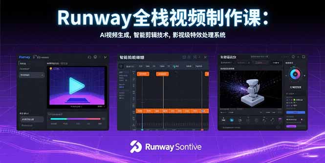 Runway全栈视频制作课：AI视频生成，智能剪辑技术，影视级特效处理系统-hcnxn