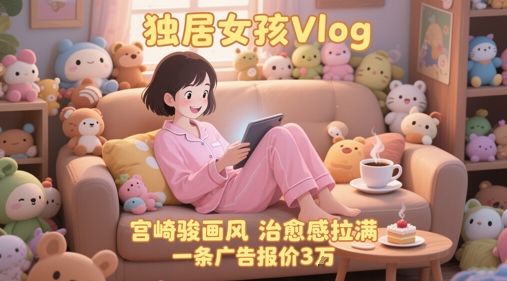 单个账号涨粉71W！用AI制作独居女孩Vlog，宫崎骏画风，治愈感拉满，一条广告报价3W-hcnxn
