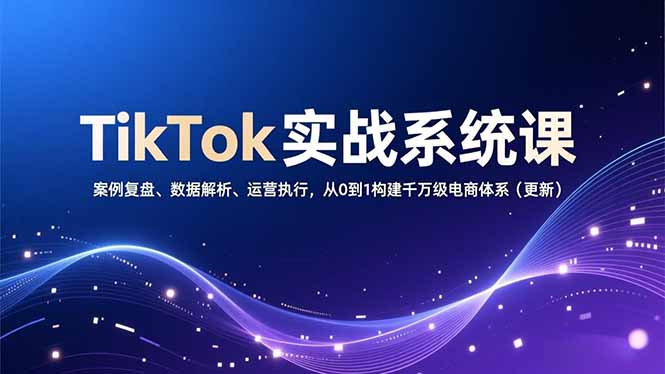 TikTok实战系统课，案例复盘、数据解析、运营执行，从0到1构建千万级电商体系(更新-hcnxn