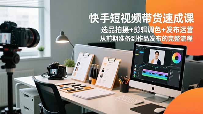 快手短视频带货速成课，选品拍摄+剪辑调色+发布运营，从前期准备到作品发布的完整流程-hcnxn