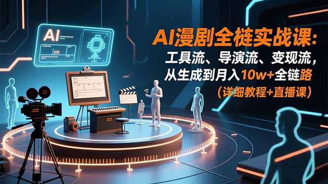 AI漫剧全栈实战课：工具流、导演流、变现流，从生成到月入10w+全链路 (详细教程+直播课-hcnxn