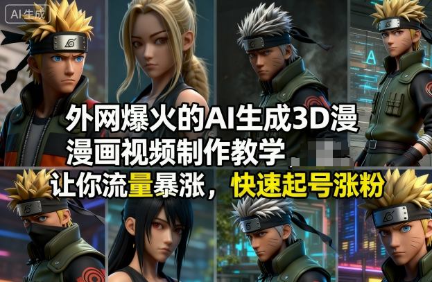 外网爆火的AI生成3D漫画视频制作教学，让你流量暴涨，快速起号涨粉！-hcnxn