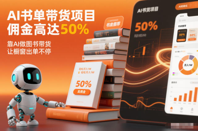 AI书单带货项目，佣金高达50%，靠AI做图书带货，让橱窗出单不停，轻松月入1W-hcnxn