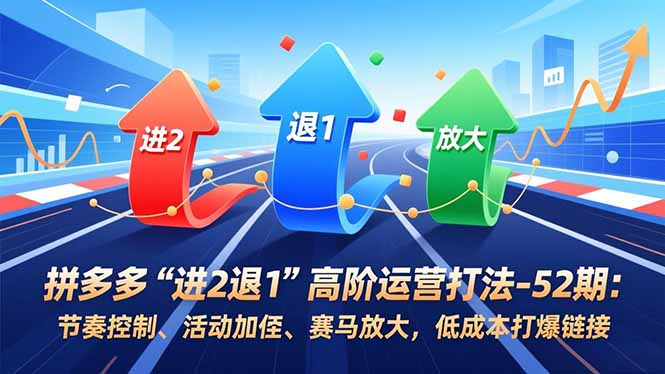 拼多多“进2退1”高阶运营打法-52期：节奏控制、活动加权、赛马放大，低成本打爆链接-hcnxn