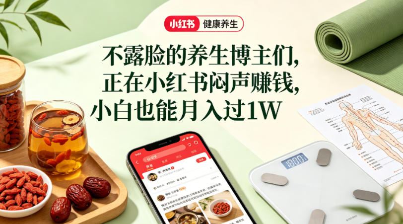 小红书健康养生科普图文赛道，不露脸的养生博主们，正在小红书闷声賺钱，小白也能月入过1W-hcnxn