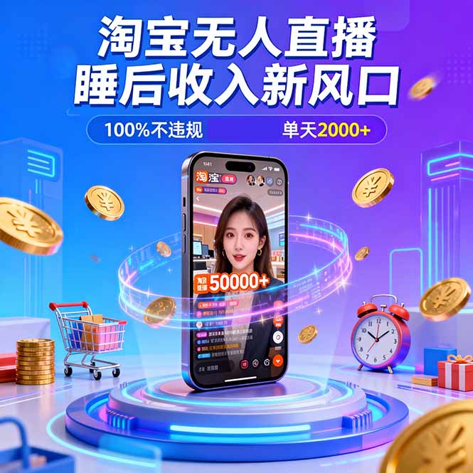 淘宝无人直播，不违规不封号，直播100小时卖了5万，年底旺季！-hcnxn