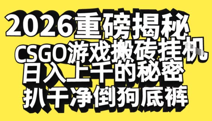2026开年重磅解密，CSGO游戏搬砖挂G日入1k+的秘密，把倒狗的底裤扒干【揭秘】-hcnxn