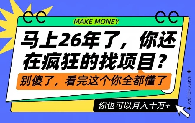 26年了，不要再疯狂的找项目了，看完这个你也可以月入十个W【揭秘】-hcnxn