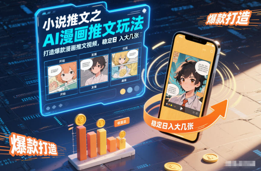 小说推文之AI漫画推文玩法，打造爆款漫画推文视频，稳定日入大几张-hcnxn