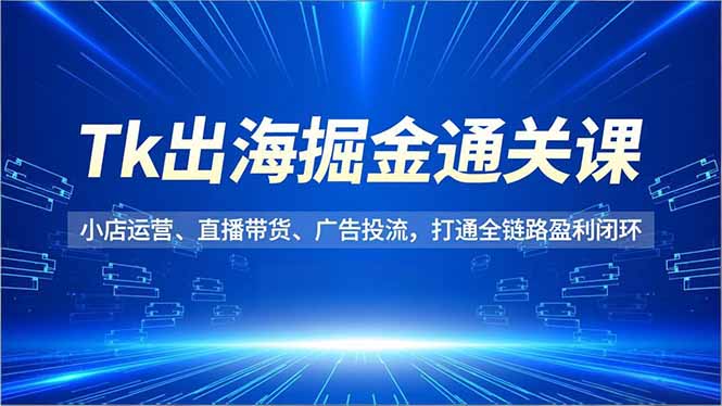 Tk出海掘金通关课，小店运营、直播带货、广告投流，打通全链路盈利闭环-hcnxn