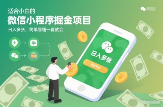 适合小白的微信小程序掘金项目，日入多张，简单易懂一看就会【揭秘】-hcnxn