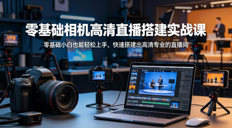 零基础相机高清直播间搭建实战课，小白也能轻松上手，快速搭建出高清专业的直播间-hcnxn