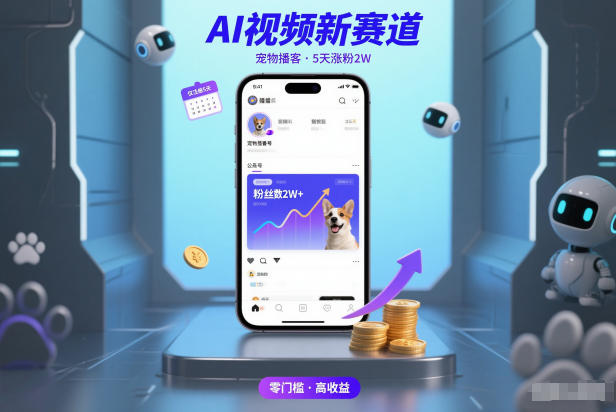AI视频新赛道，宠物播客仅注册5天涨粉2W，收益非常可观-hcnxn