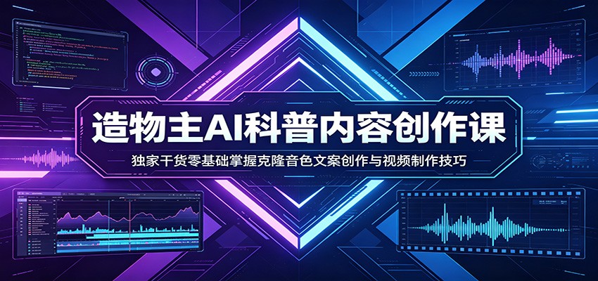 AI科普内容创作课：独家干货零基础掌握克隆音色文案创作与视频制作技巧-hcnxn