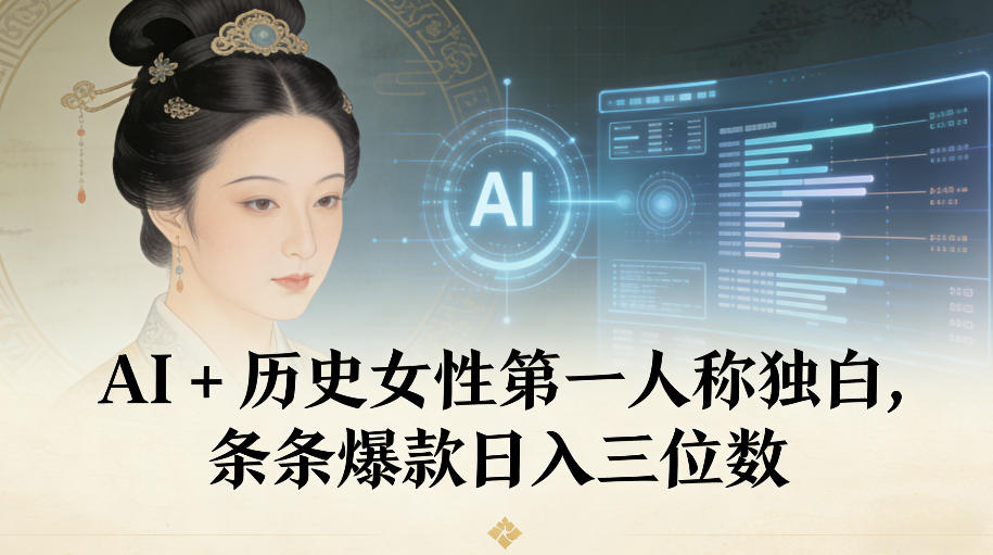 AI+历史女性第一人称独白，条条爆款日入三位数-hcnxn