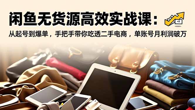 闲鱼无货源高效实战课：从起号到爆单，手把手带你吃透二手电商，单账号月利润破万-hcnxn
