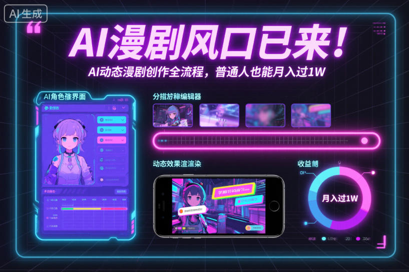 AI漫剧风口已来！AI动态漫剧创作全流程，普通人也能月入过1W-hcnxn