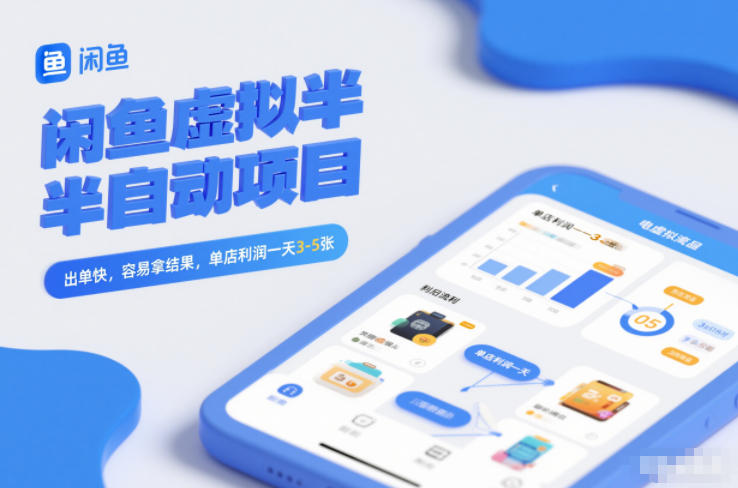 闲鱼虚拟半自动项目，出单快，容易拿结果，单店利润一天3-5张-hcnxn