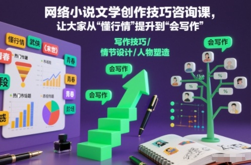 网络小说文学创作技巧咨询课，让大家从“懂行情”提升到”会写作”的高度-hcnxn